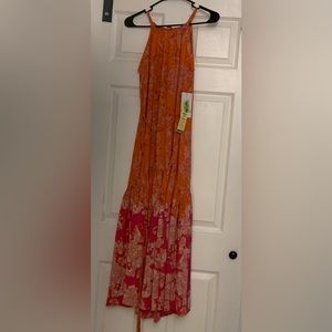 Maison Tara sleeveless Paisley Halter Neck Dress